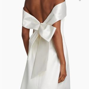 Amsale Bow Back Dress (Mikado Off-The-Shoulder Shift Dress)